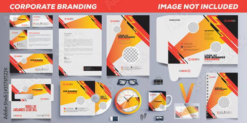 Colorful Corporate branding identity for Creative Business Stationery vector template on the Gray background.