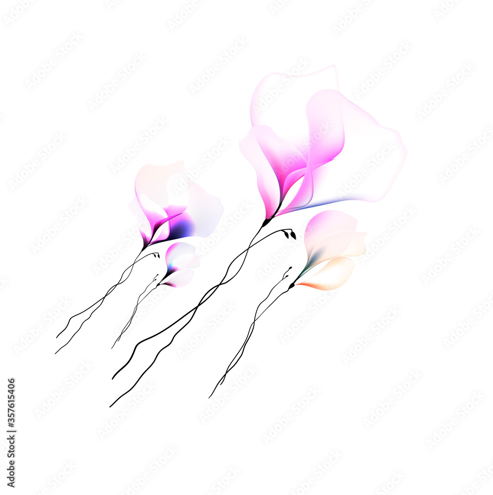 Obraz premium Flowers background illustration art watercolor print art