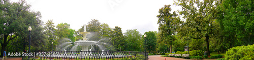 Forsythe Park is a large and beautiful green space in the stunning City of Savannah in Georgia USA with statues and fountains  © quasarphotos