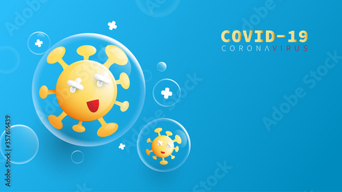 Composition of Coronavirus. Covid-19 Coronavirus Concept. Coronavirus Protection Related. Cute Cartoons and Vector Illustration