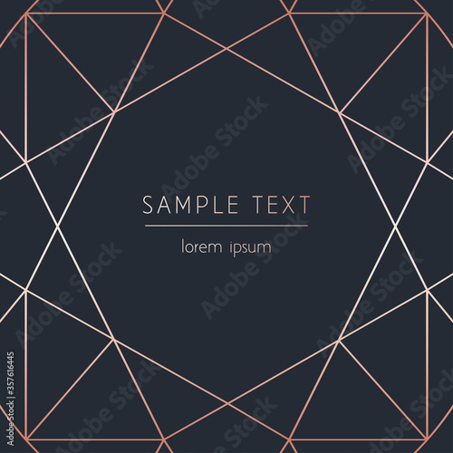 Vector modern design template for wedding, birthday, christmas invitation or advertising. Geometric rose gold pattern