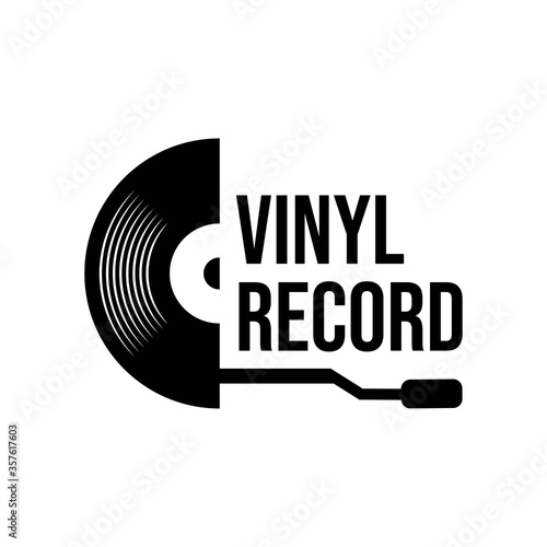 Vinyl disk record music logo vector icon illustration design