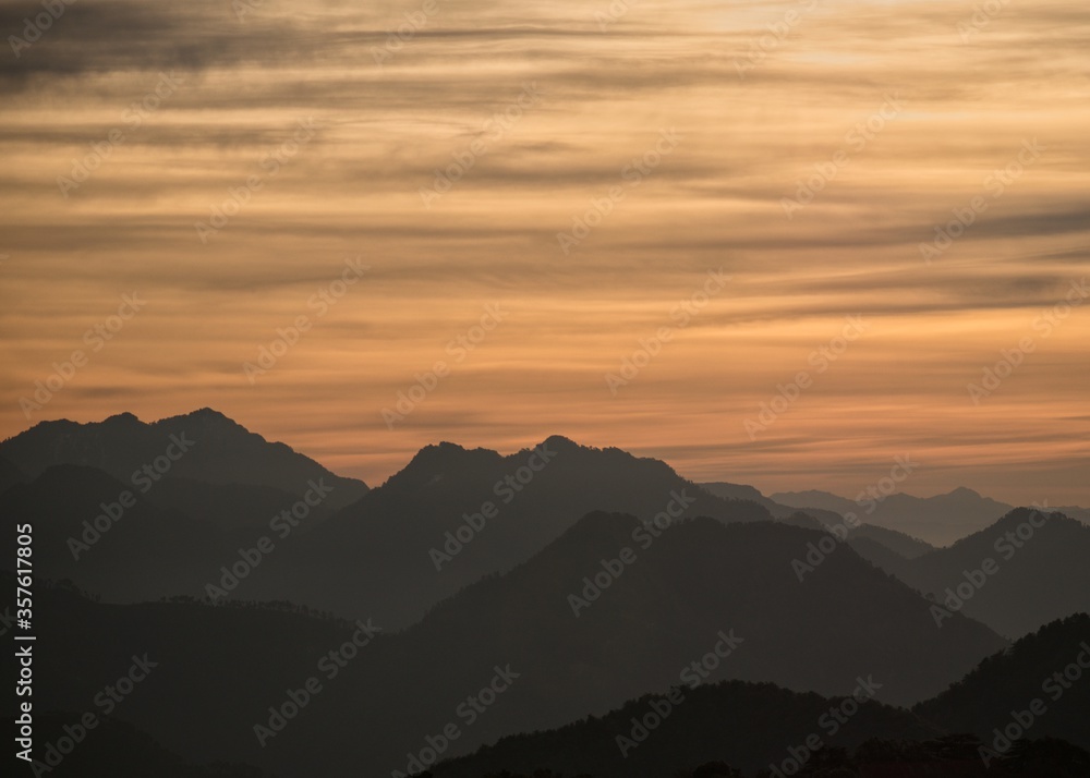 landscape view of sunrise over the mountains