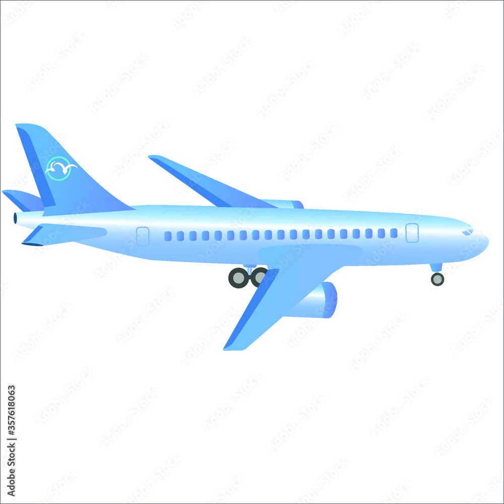 Blue airplane isolated on white background
