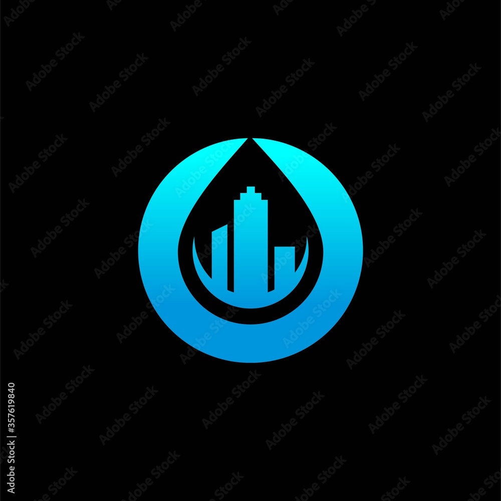 real estate with droplet icon real estate with droplet icon