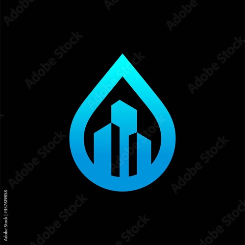 real estate with droplet icon