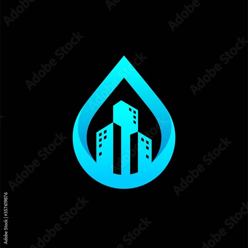 real estate with droplet icon