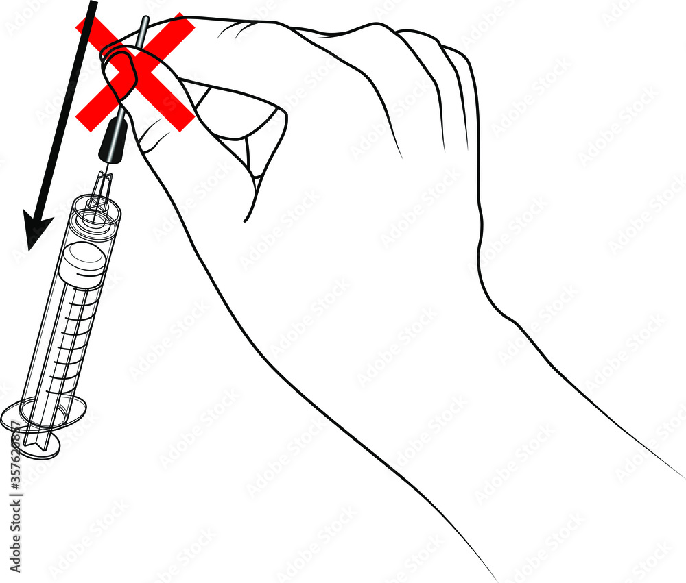 Syringe / sharps disposal icon / sign - do not recap a used syringe. Syringe / sharps disposal icon / sign - do not recap a used syringe.