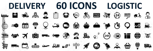 Set logistics icons, delivery, shipping signs – stock vector