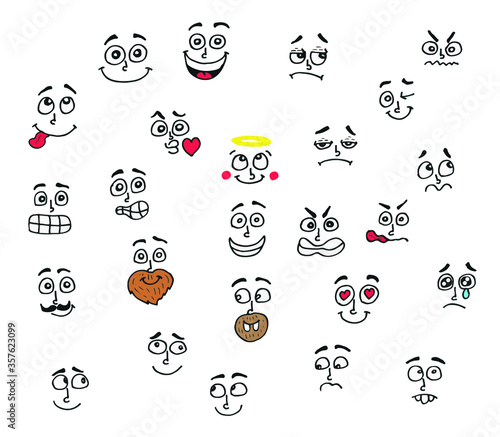 facial emotions vector illustration set. white background.