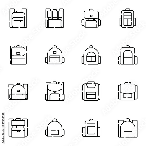 Backpack icon set. simple backpack and bag outline icon sign concept.	
