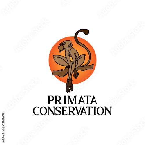 monkey, primates illustration logo symbol conservation vector.