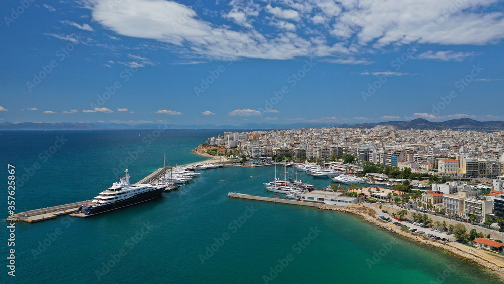 Aerial drone ultra wide photo of famous seascape of Marina Zeas, Piraeus, Attica, Greece Aerial drone ultra wide photo of famous seascape of Marina Zeas, Piraeus, Attica, Greece