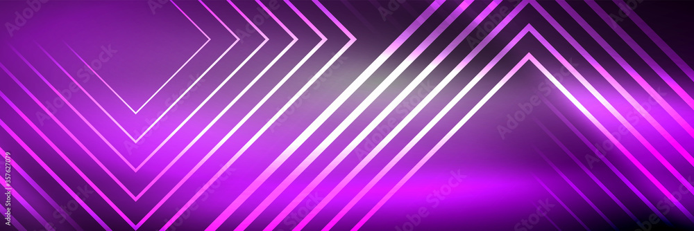 Shiny neon glowing techno lines, hi-tech futuristic abstract background template with square shapes Shiny neon glowing techno lines, hi-tech futuristic abstract background template with square shapes