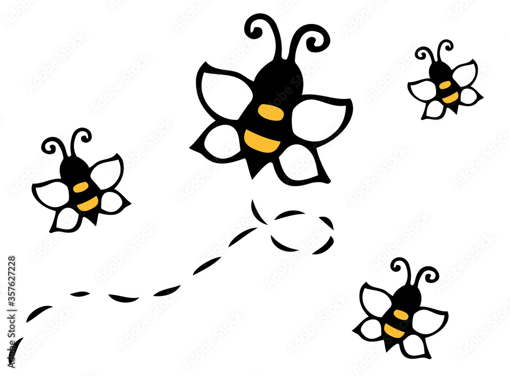 Fototapeta premium Cute cartoon character. Flying Bee with honeycomb isolated on white background vector illustration. Bee on a white background.