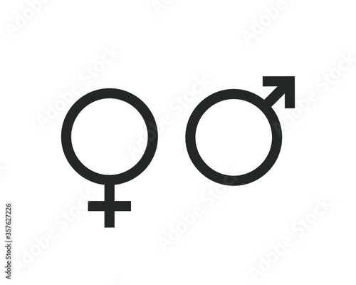 Gender icon symbol. Male, female logo sign. Vector illustration image. Isolated on white background.