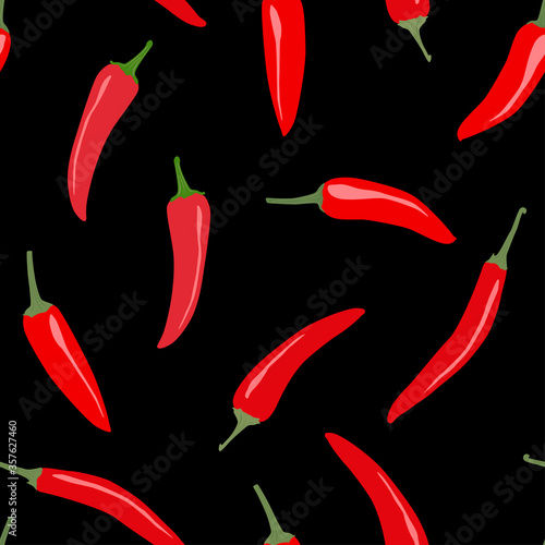 Seamless pattern with red chili peppers. 