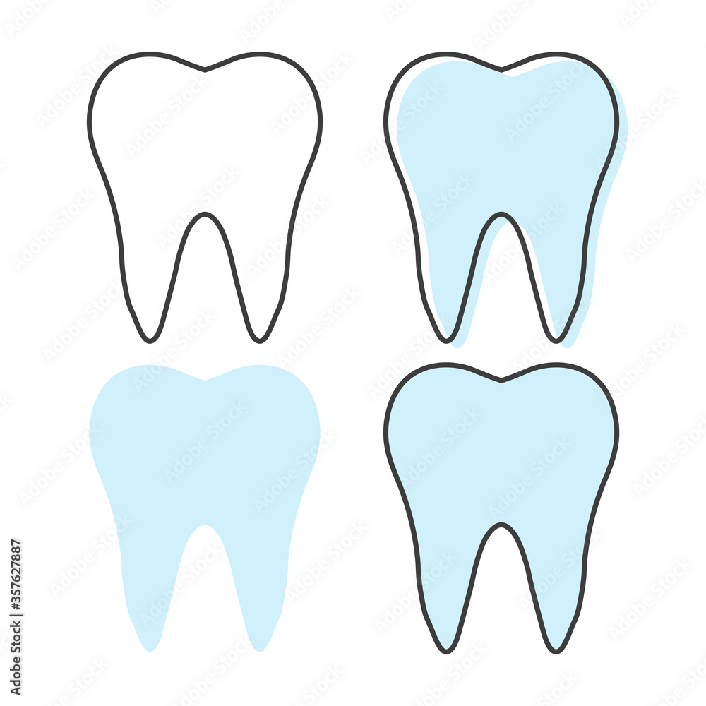 Tooth icon in different style. Vector illustration. Tooth icon in different style. Vector illustration.
