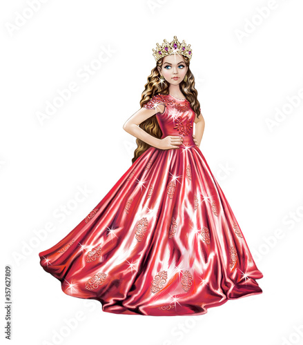 beautiful princess in pink dress