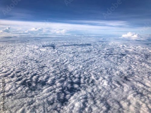 Beautiful view of the sky from an airplane window. © hitmanh