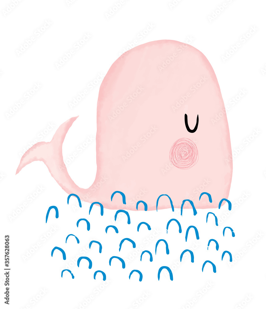 Baby Shower Vector Illustratiopn with Sweet Dreamy Whale. Lovely Big Pink Whale Swimming Among the Blue Abstract Waves. Baby Girl Room Decoration. Watercolor Style Nursery Vector Art. Baby Shower Vector Illustratiopn with Sweet Dreamy Whale. Lovely Big Pink Whale Swimming Among the Blue Abstract Waves. Baby Girl Room Decoration. Watercolor Style Nursery Vector Art.