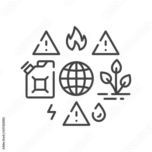 Lack natural resources black line icon. Overconsumption. Environmental problems. Sign for web page, app. UI UX GUI design element. Editable stroke