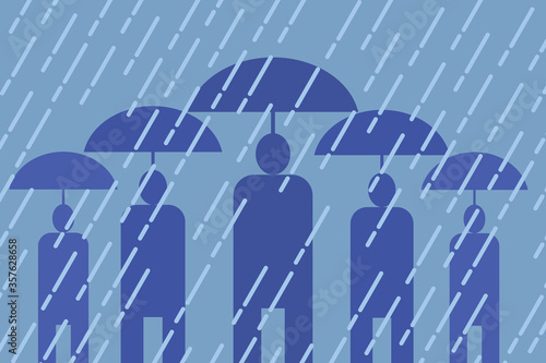 Group of people holding umbrella in rain