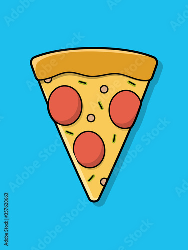 Pizza slice icon vector,  top view.
