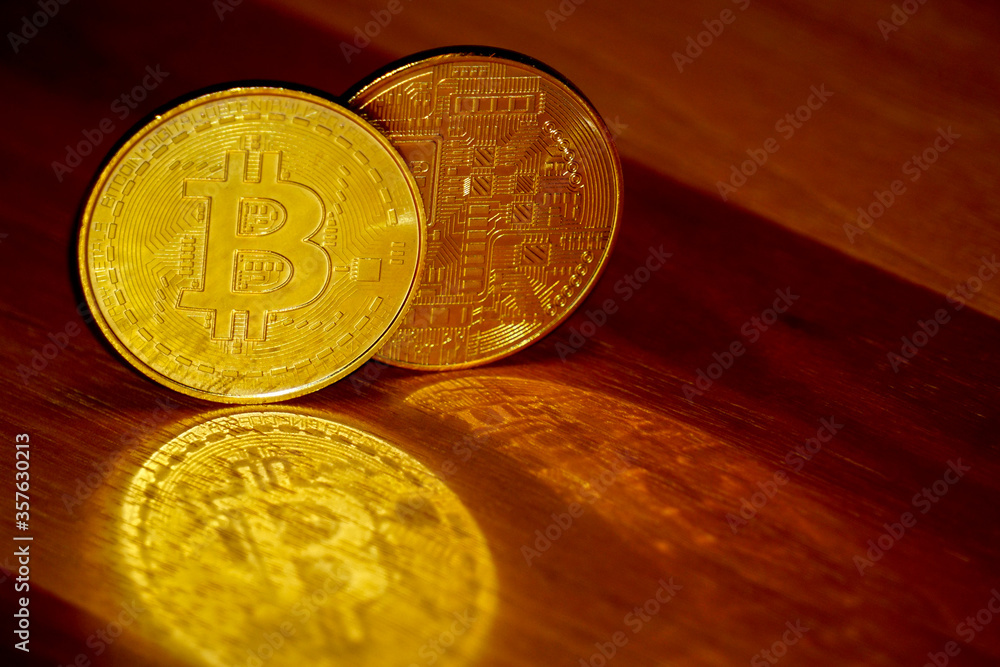 Bitcoin symbol coin close up view Bitcoin symbol coin close up view