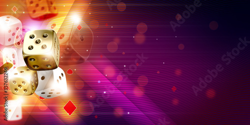 Casino theme background illustration with gambling dice concept for sicbo or craps. 3D illustration	 photo