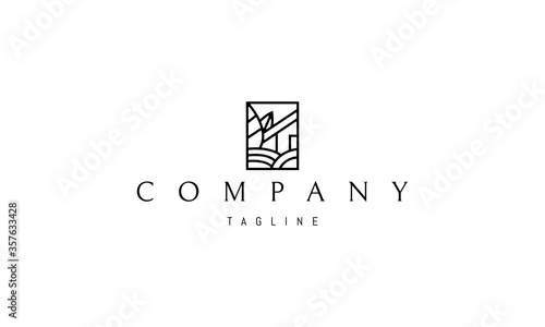 Vector logo on which an abstract image of a house in the leaves.