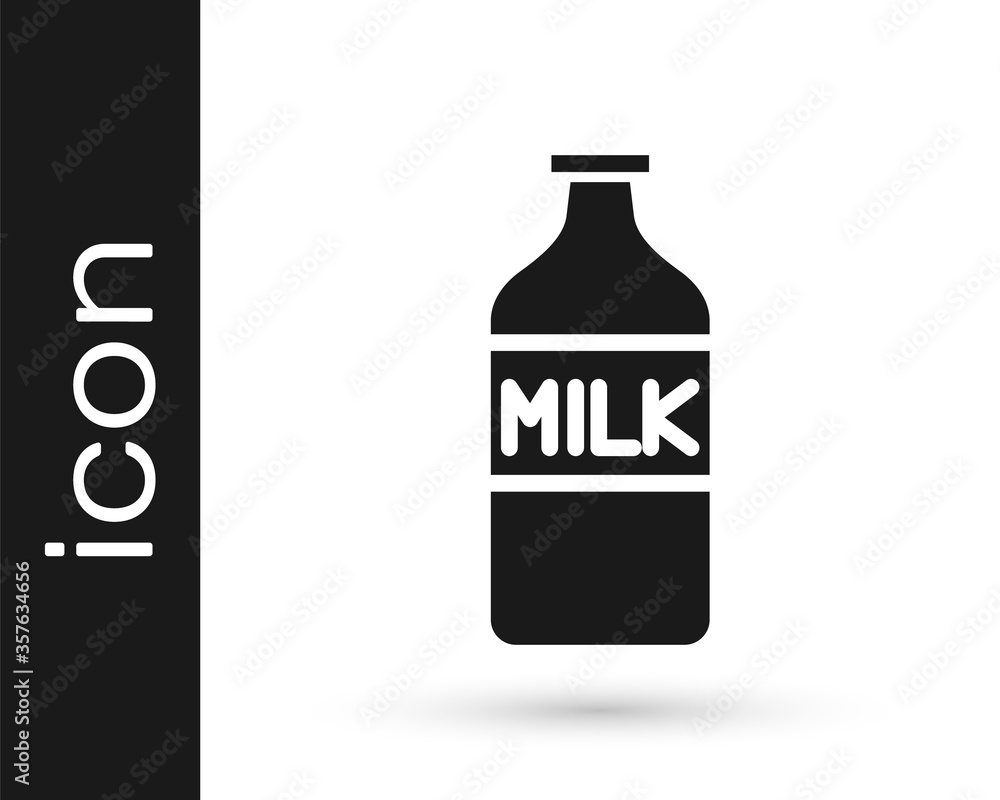 Grey Closed glass bottle with milk icon isolated on white background. Vector Illustration. Grey Closed glass bottle with milk icon isolated on white background. Vector Illustration.
