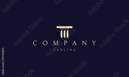 Vector golden logo on which an abstract image of a marble column in a simplified style.