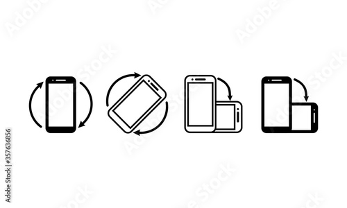 Smartphone rotation icons. Phone rotate set. Phone tilt vertical and horizontal signs. mobile icon on isolated background. Eps 10 vector
