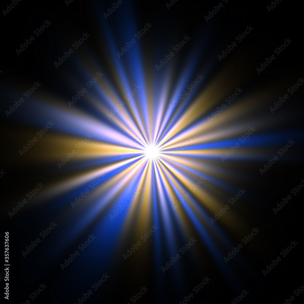 Fototapeta premium Um ein helles Zentrum befindet sich ein Kranz aus farbigen Lichtstrahlen.