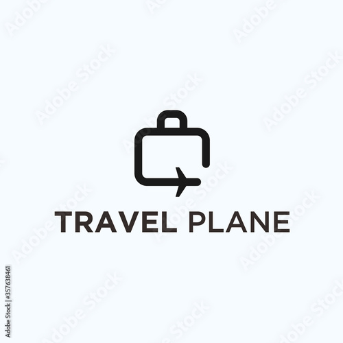 travel bag logo. airplane travel logo