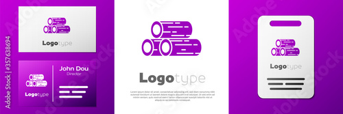 Logotype Wooden logs icon isolated on white background. Stack of firewood. Logo design template element. Vector Illustration.
