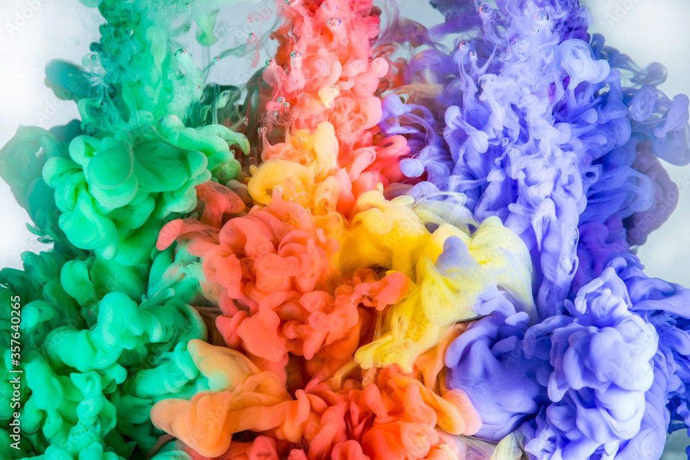 colorful Ink explosion in water 