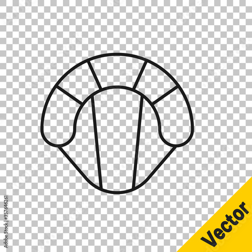 Black line Parachute icon isolated on transparent background. Extreme sport. Sport equipment. Vector Illustration.