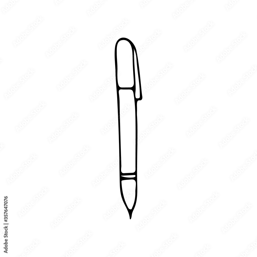 Obraz premium Doodle pen icon in vector. Hand drawn pen icon in vector