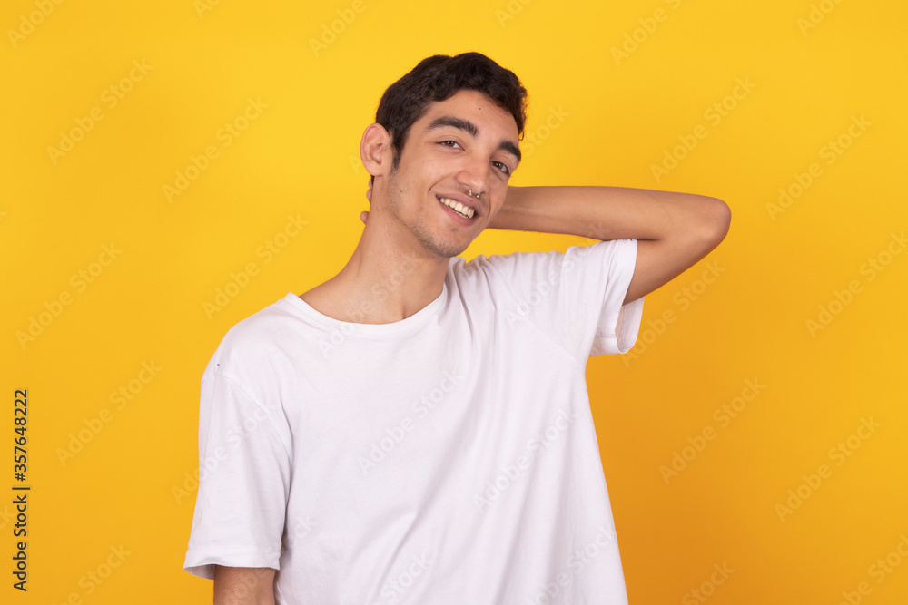 young man teenager casual style isolated on color background young man teenager casual style isolated on color background