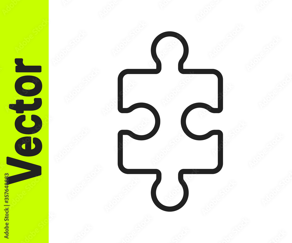 Black line Piece of puzzle icon isolated on white background. Business, marketing, finance, layout, infographics, internet concept. Vector Illustration. Black line Piece of puzzle icon isolated on white background. Business, marketing, finance, layout, infographics, internet concept. Vector Illustration.
