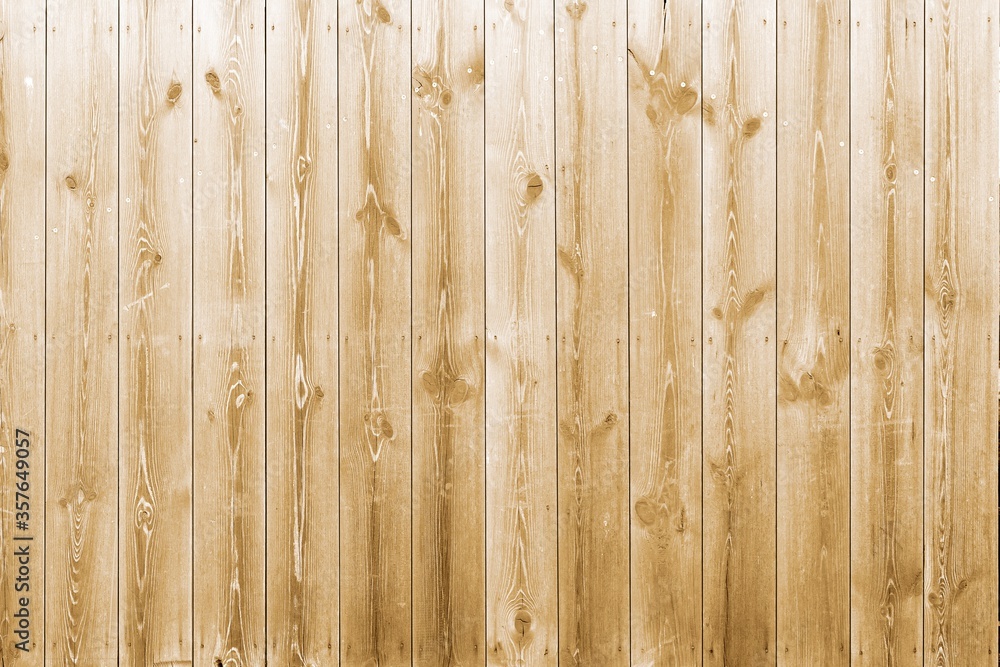 Naklejka premium Background wall of beige boards. Smooth beige boards with a pronounced texture. Neutral background, texture of light boards. Background for website or design, pattern.