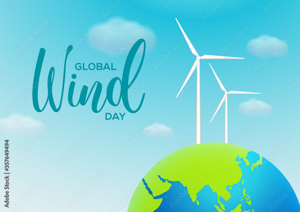 Naklejka premium global wind day poster