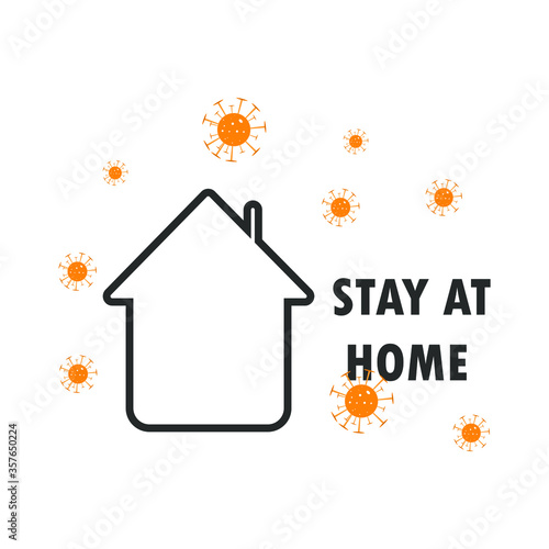 Stay at home. Coronavirus defensive campaign or measure, COVID 19. Stay home, quote text, hash tag, or hashtag. Coronavirus, COVID 19, protection logo.
