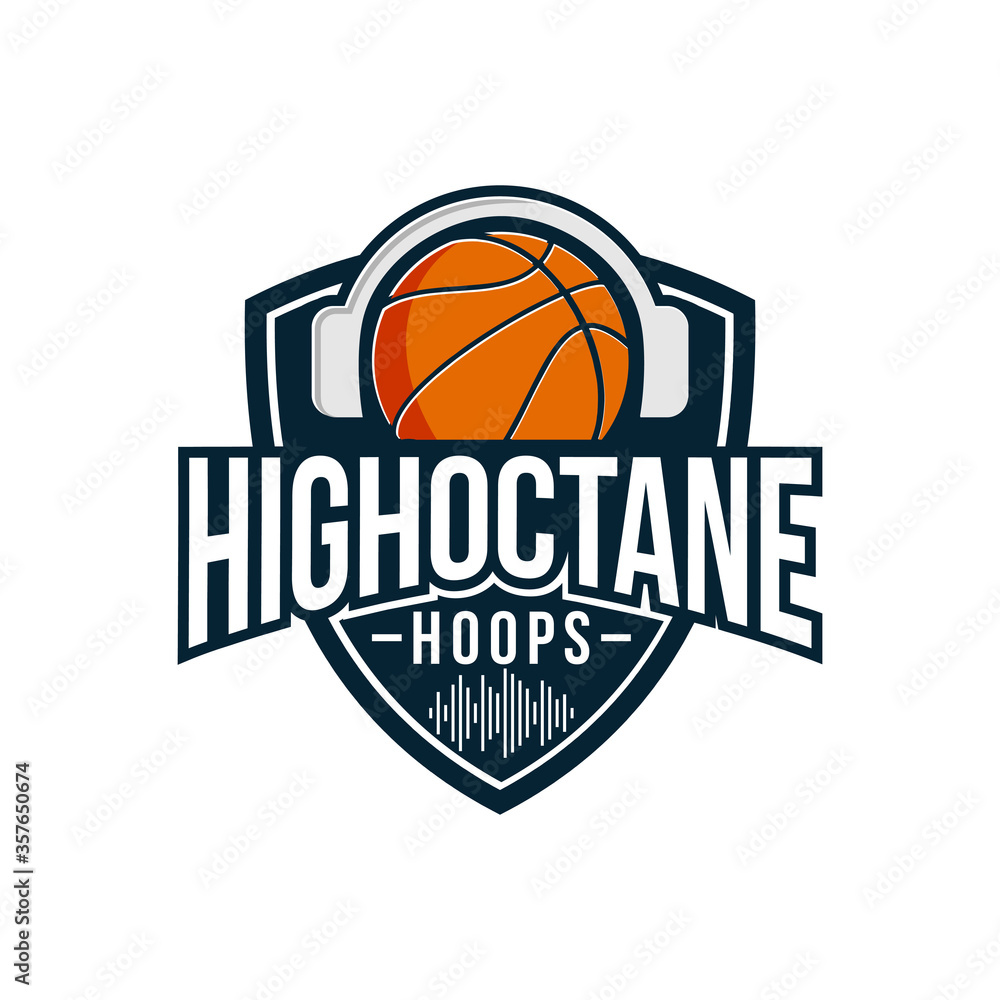 basketball with music logo template vector