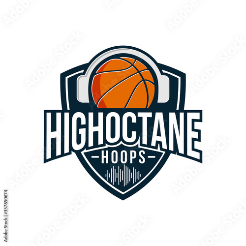 basketball with music logo template vector