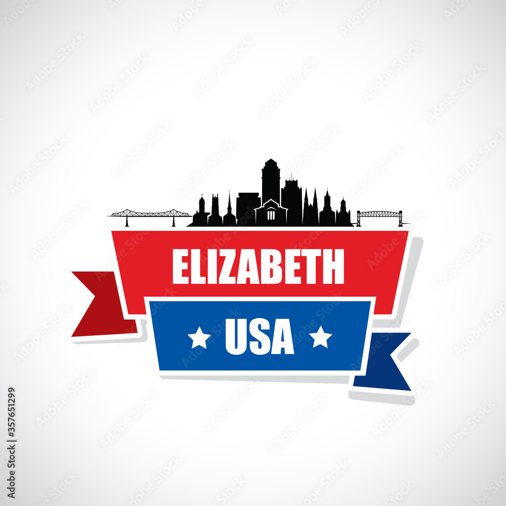Elizabeth skyline - New Jersey, United States of America, USA - vector illustration
