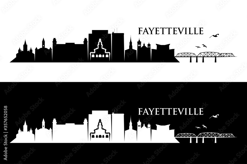 Fayetteville skyline - United States of America, USA, North Carolina - vector illustration
