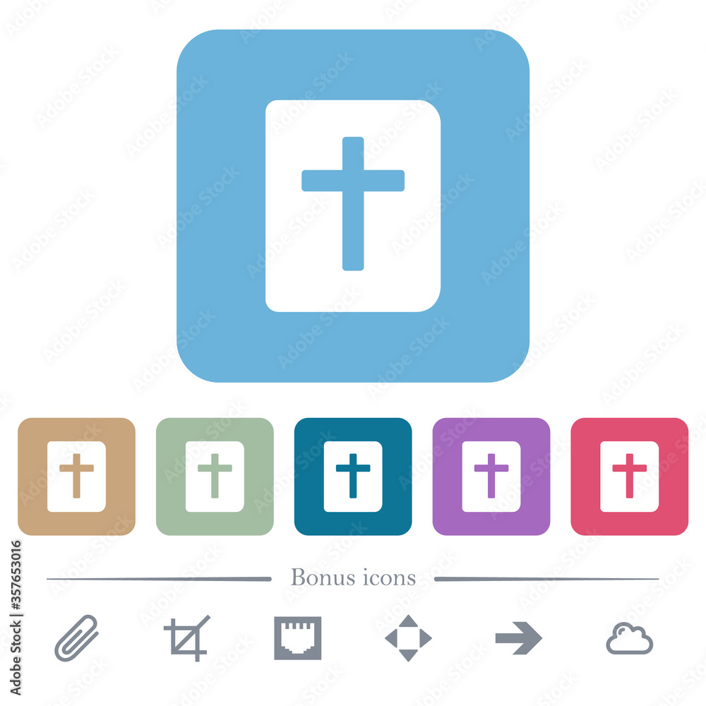 Holy bible flat icons on color rounded square backgrounds Holy bible flat icons on color rounded square backgrounds